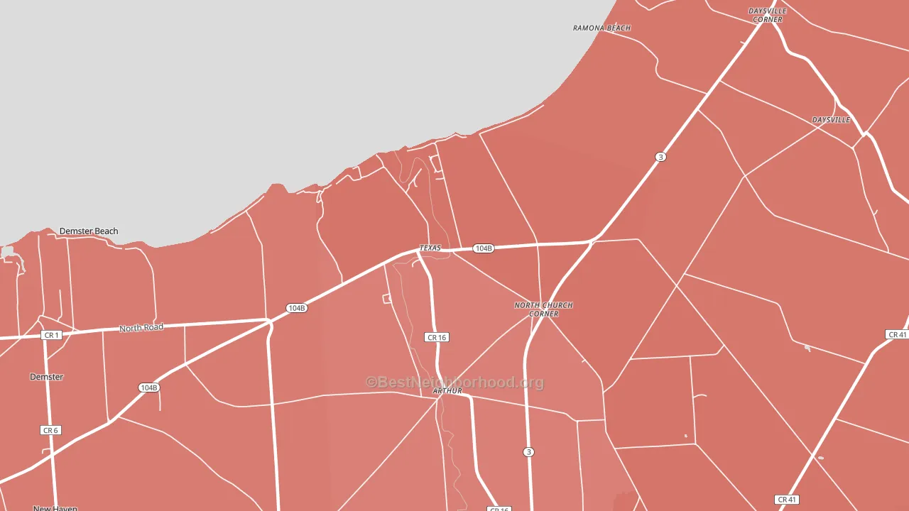 Texas, NY block-group political-lean map