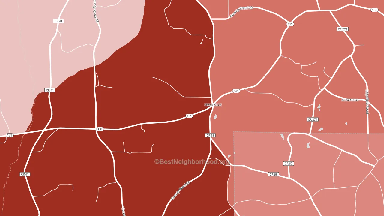 Texasville, AL block-group political-lean map