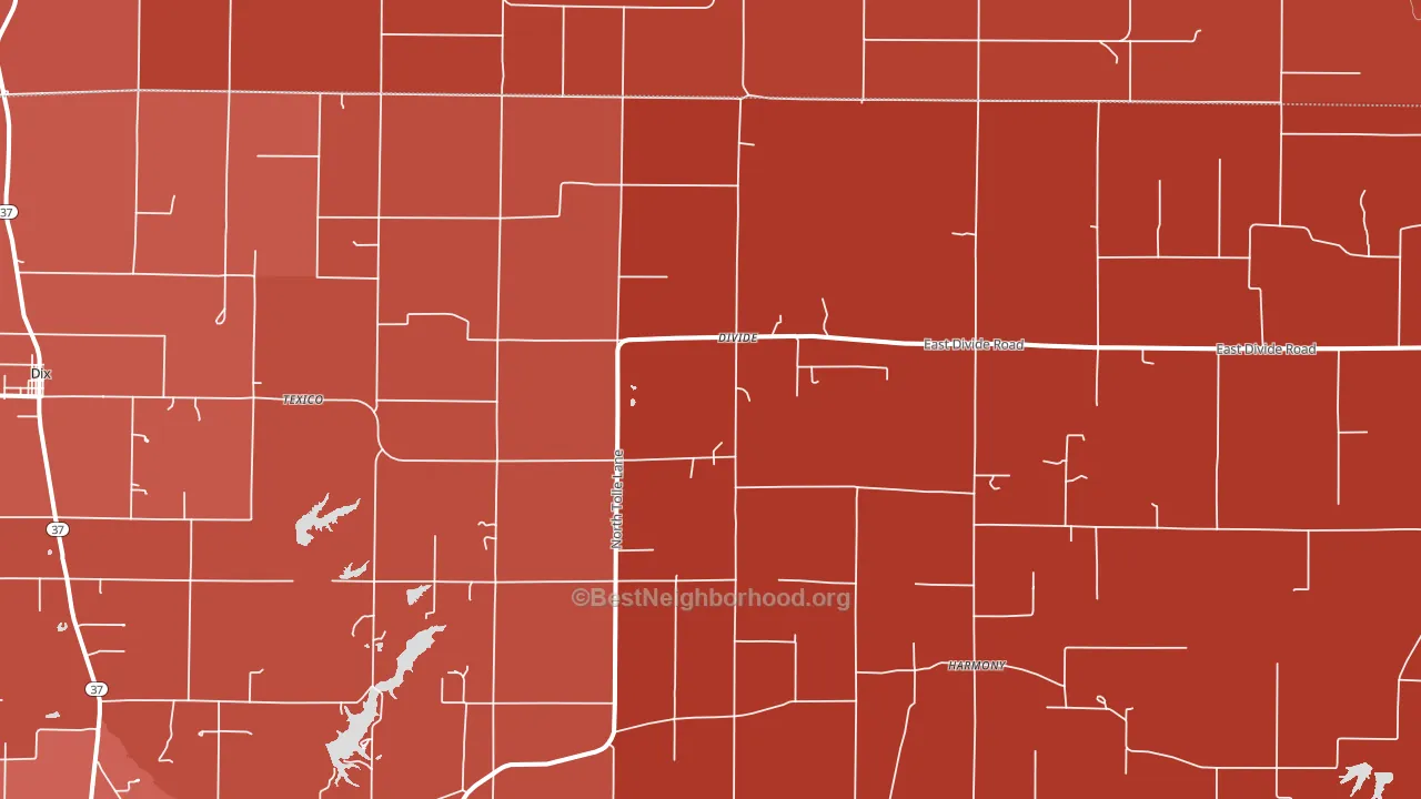 Texico, IL block-group political-lean map