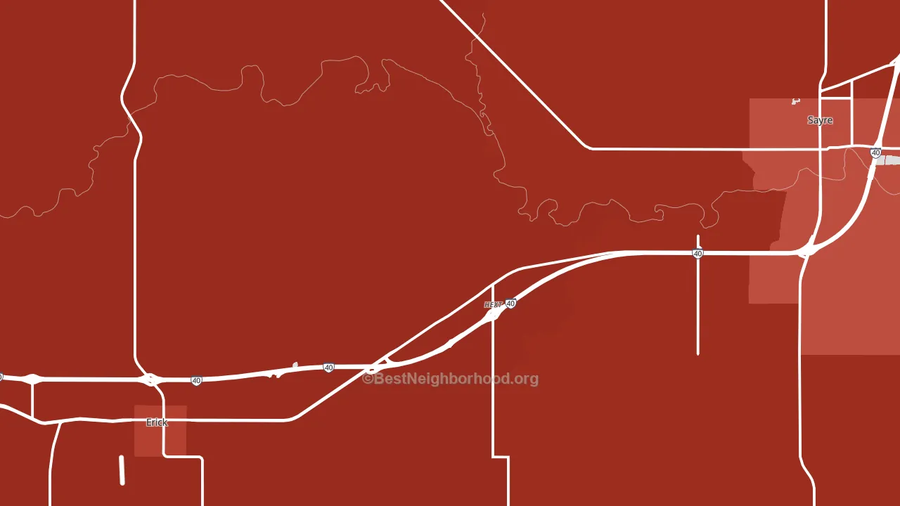 Texola, OK block-group political-lean map