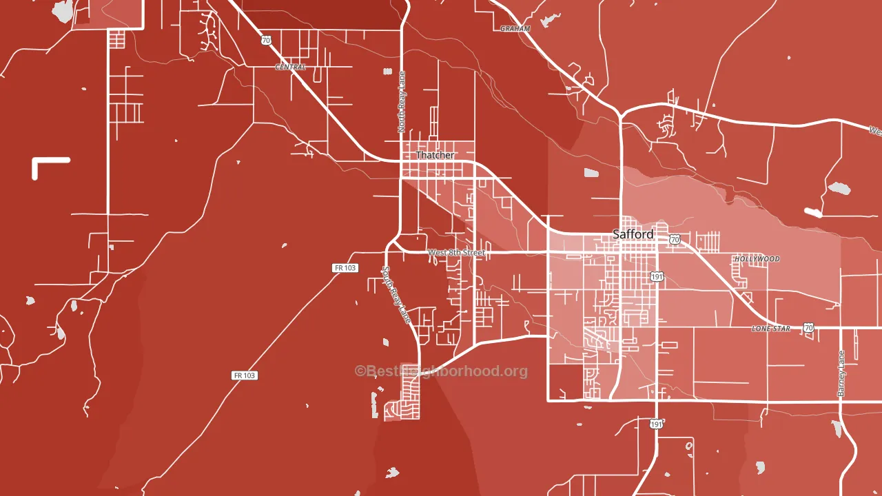 Thatcher, AZ block-group political-lean map
