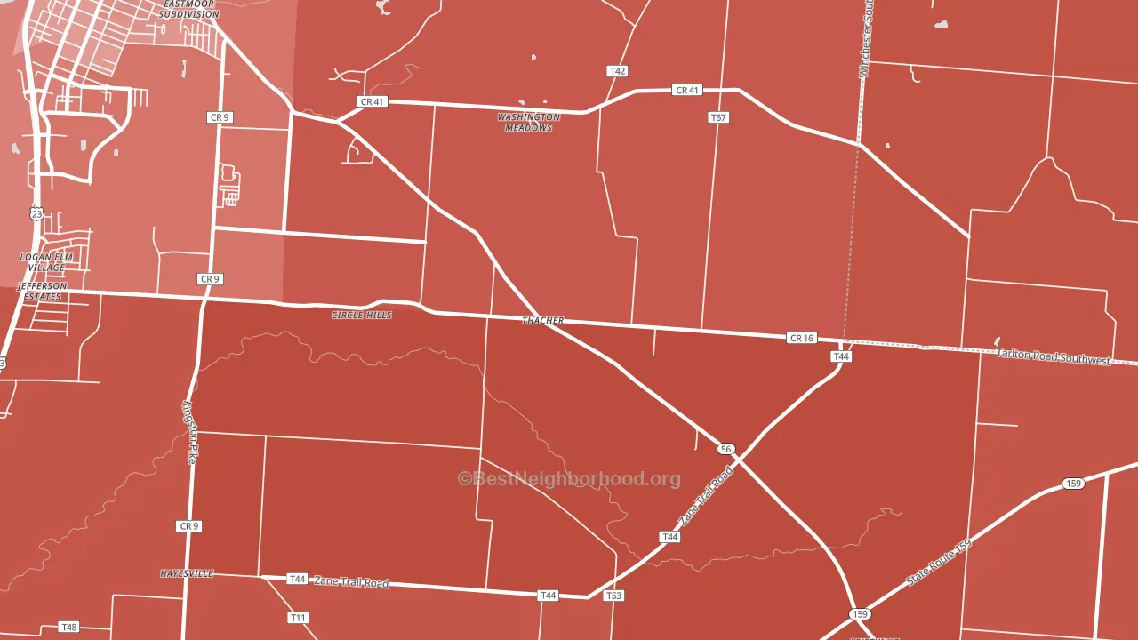Thatcher, OH block-group political-lean map