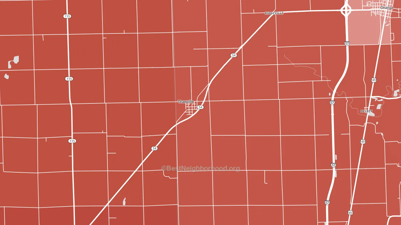 Thawville, IL block-group political-lean map