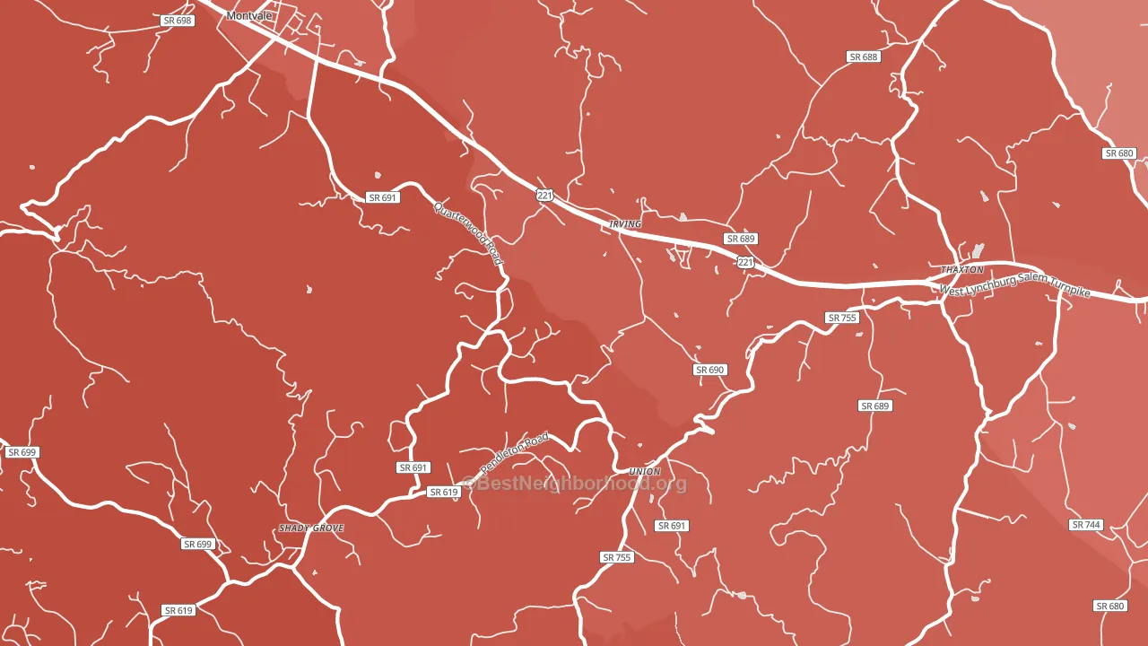 Thaxton, VA block-group political-lean map