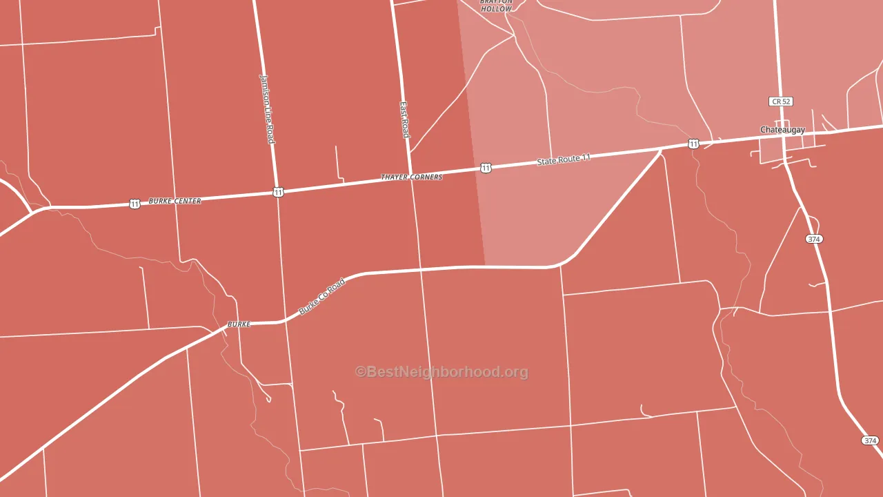Thayer Corners, NY block-group political-lean map