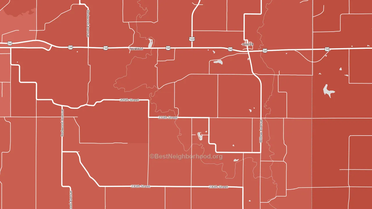 Thayer, IA block-group political-lean map