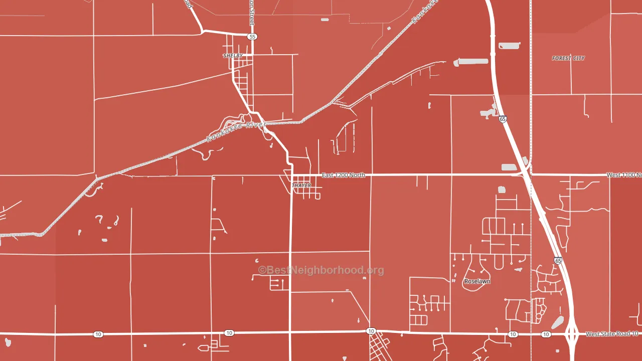 Thayer, IN block-group political-lean map