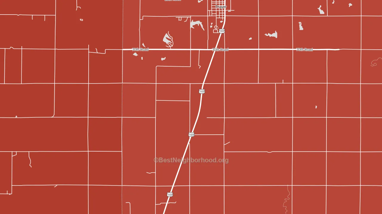 Thayer, KS block-group political-lean map