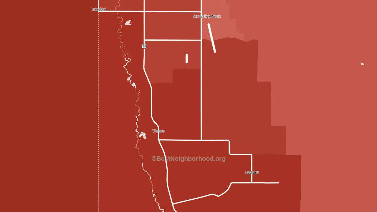 Thayne, WY block-group political-lean map