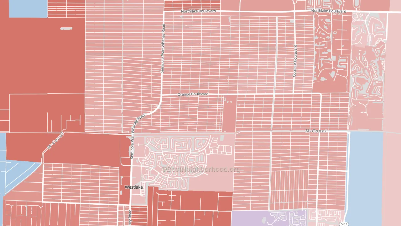 The Acreage, FL block-group political-lean map