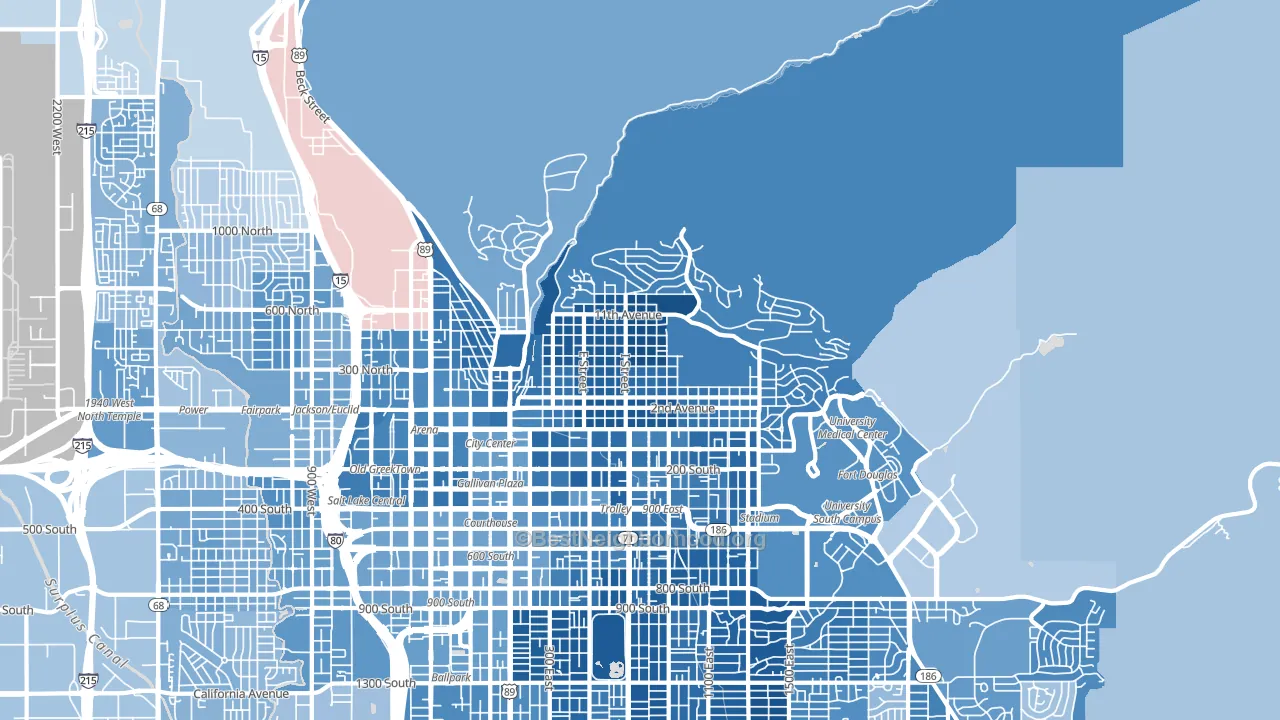 The Avenues, Salt Lake City, UT block-group political-lean map