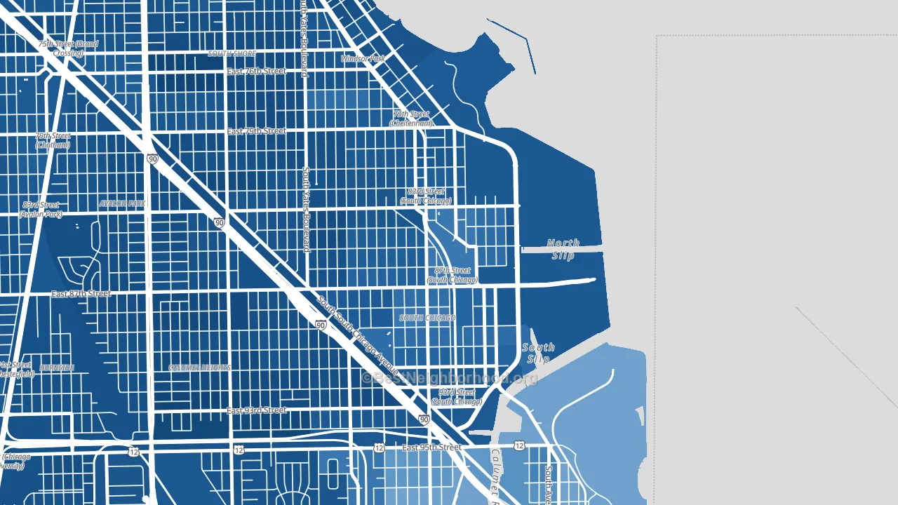 The Bush, Chicago, IL block-group political-lean map
