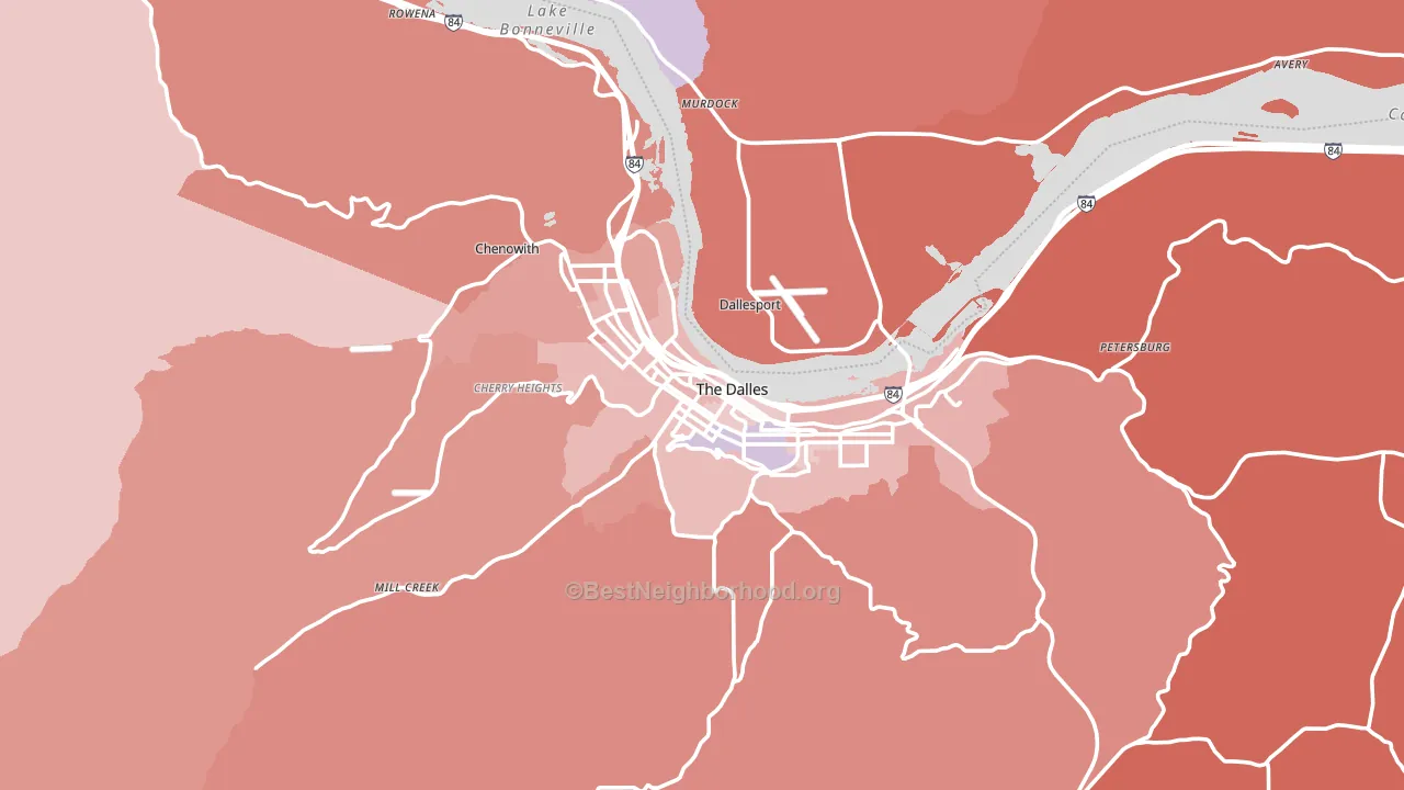The Dalles, OR block-group political-lean map