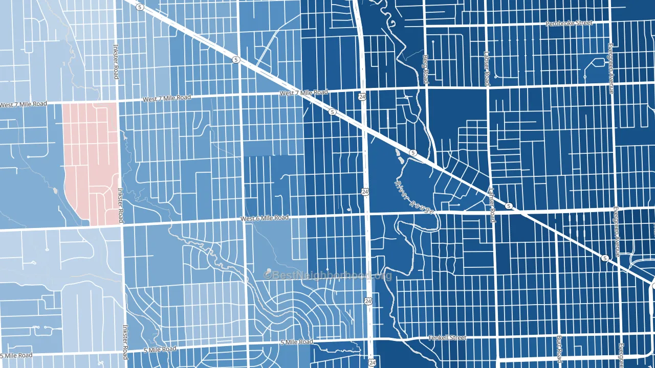 The Eye, Detroit, MI block-group political-lean map