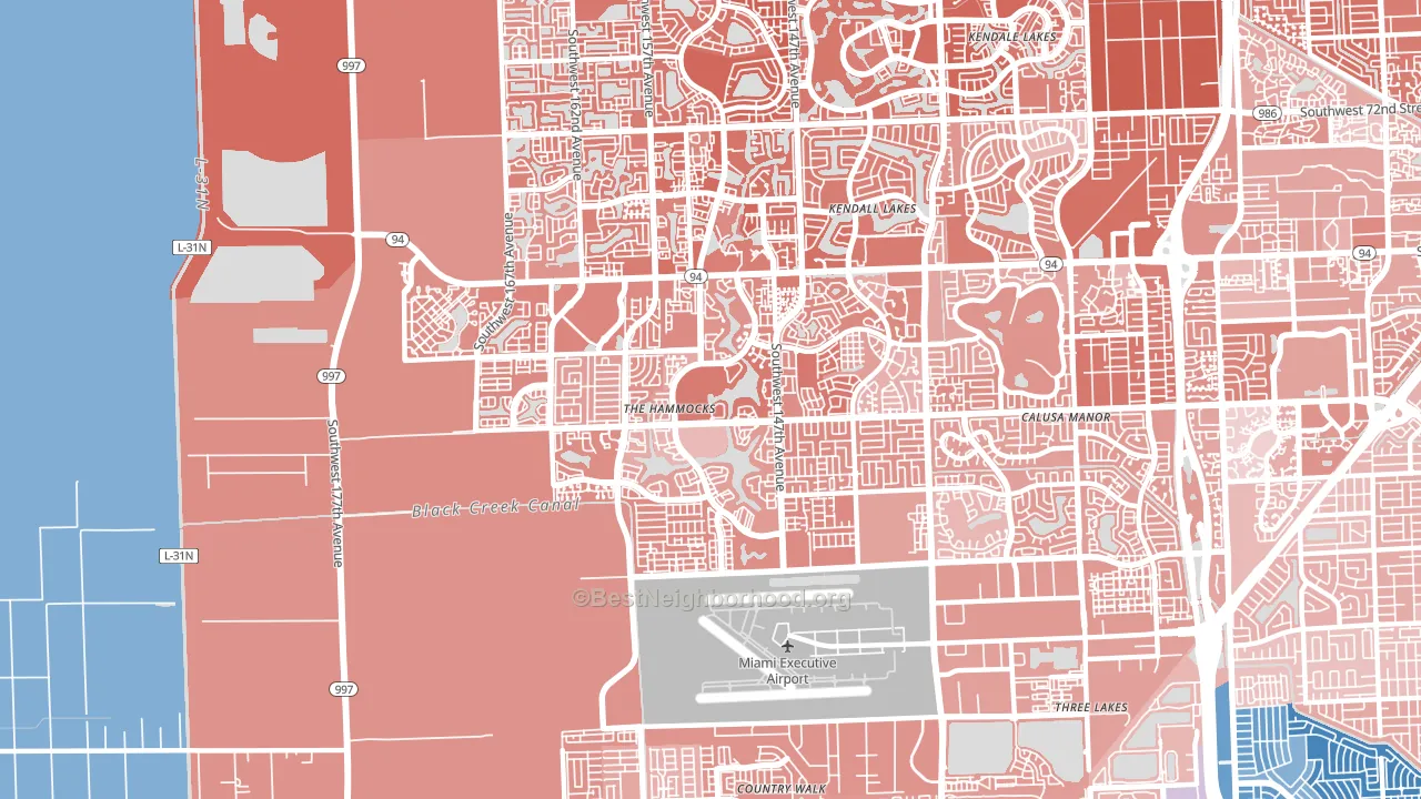 The Hammocks, FL block-group political-lean map