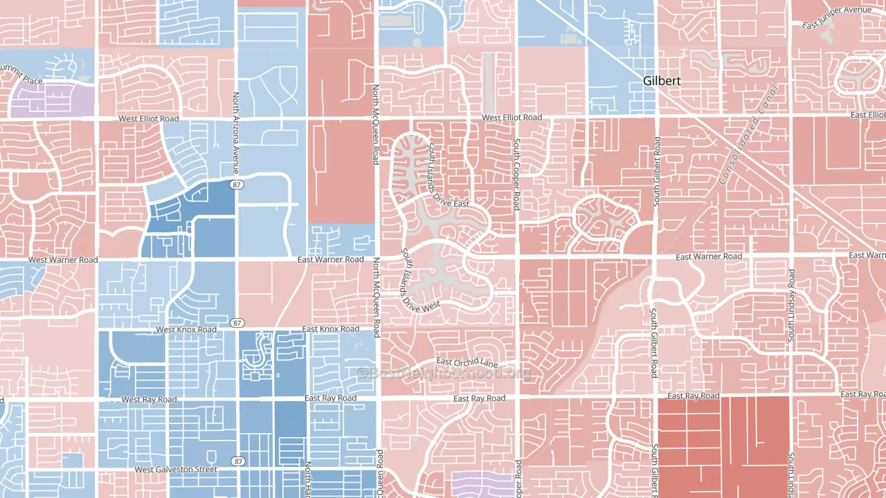 The Islands, Gilbert, AZ block-group political-lean map