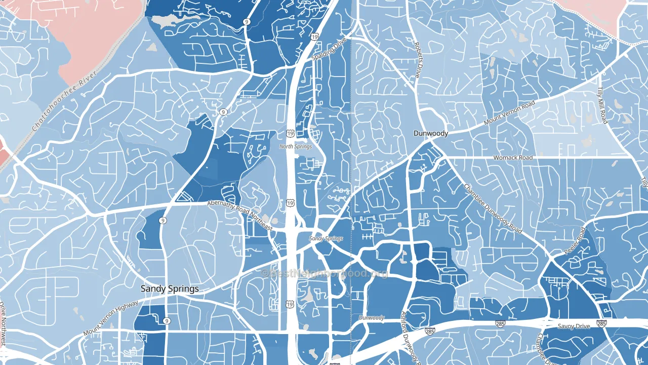 The Meadows, Sandy Springs, GA block-group political-lean map