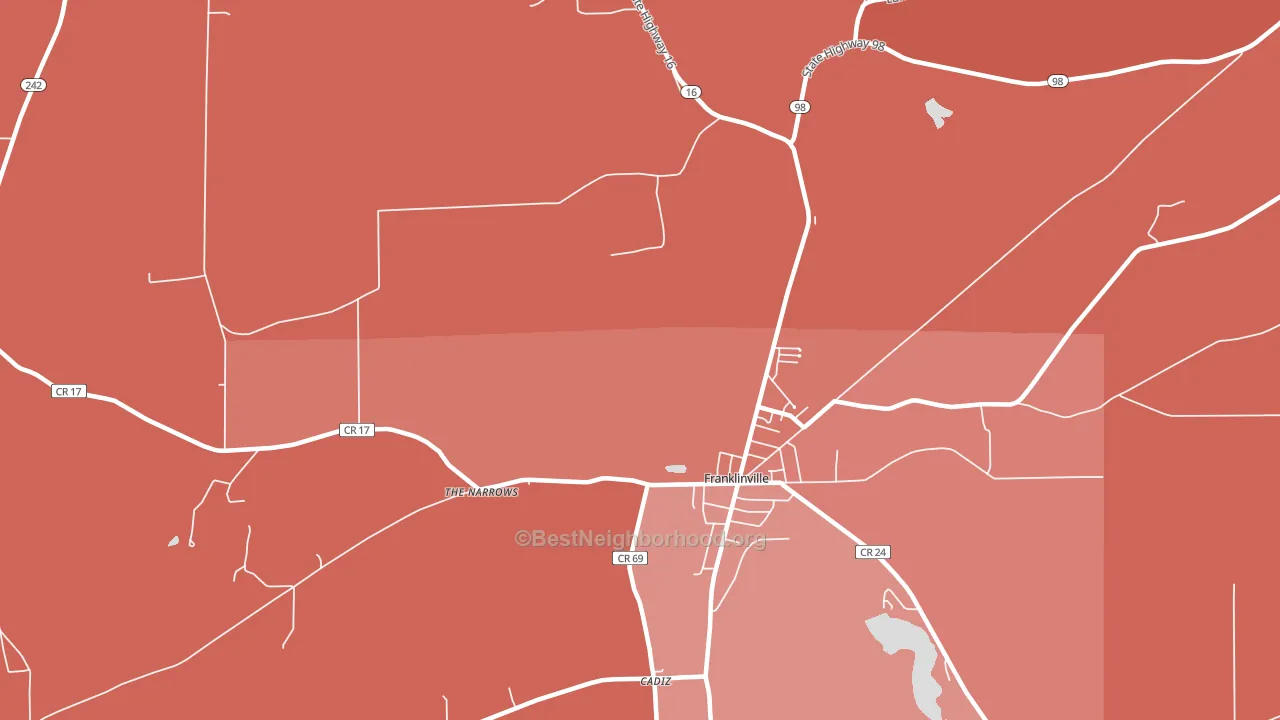 The Narrows, NY block-group political-lean map