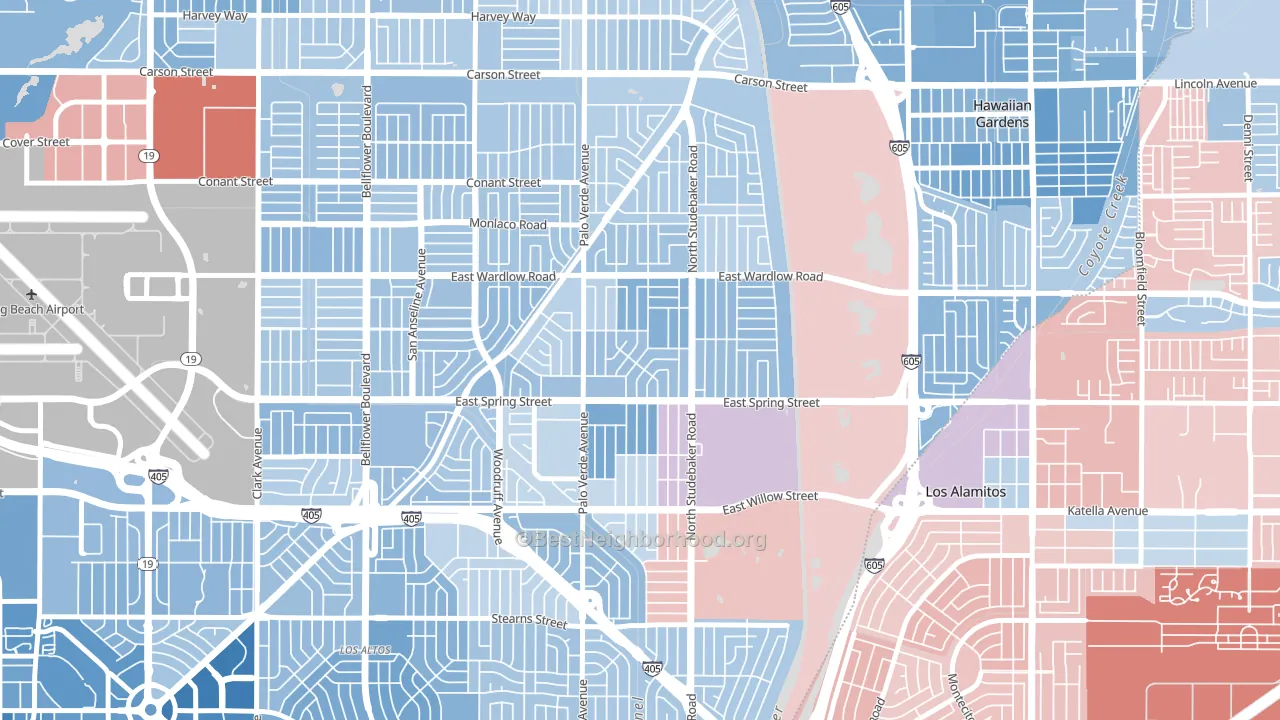 The Plaza, Long Beach, CA block-group political-lean map