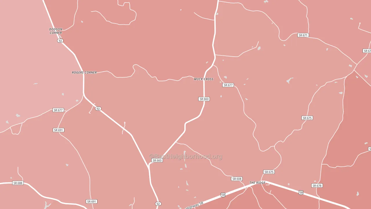 The Ridge, VA block-group political-lean map