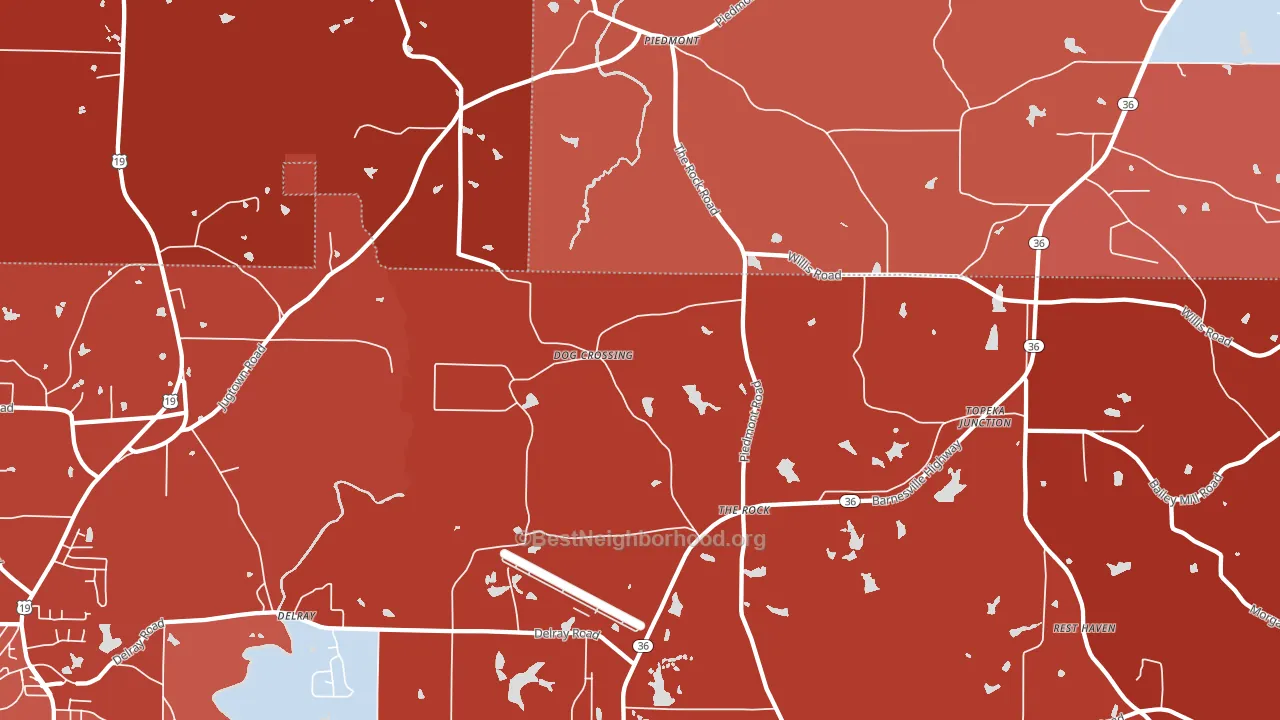 The Rock, GA block-group political-lean map
