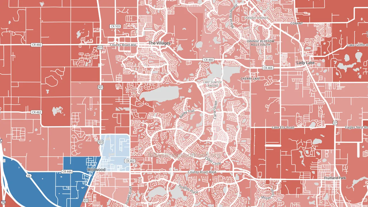 The Villages, FL block-group political-lean map
