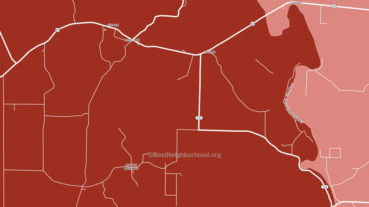 Thebes, AR block-group political-lean map