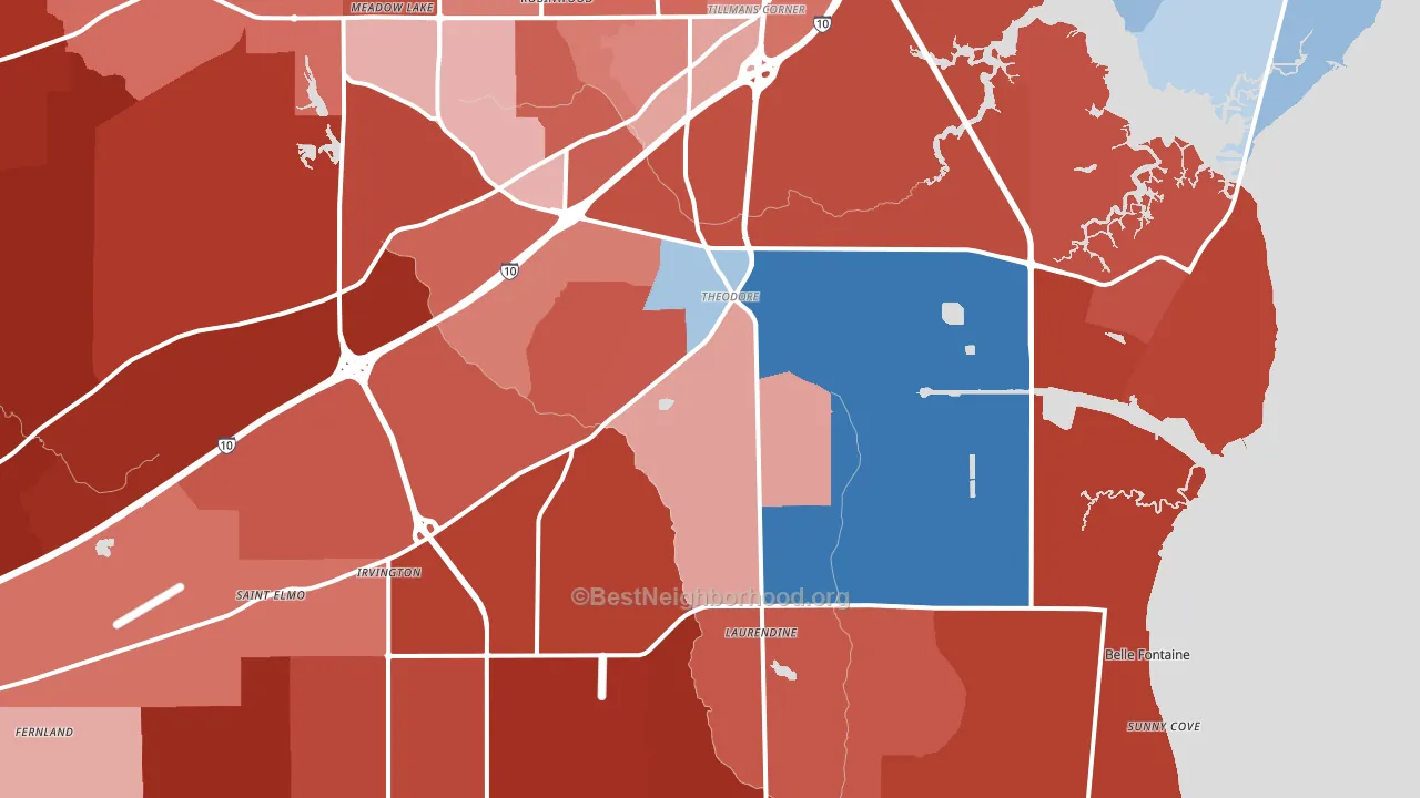 Theodore, AL block-group political-lean map