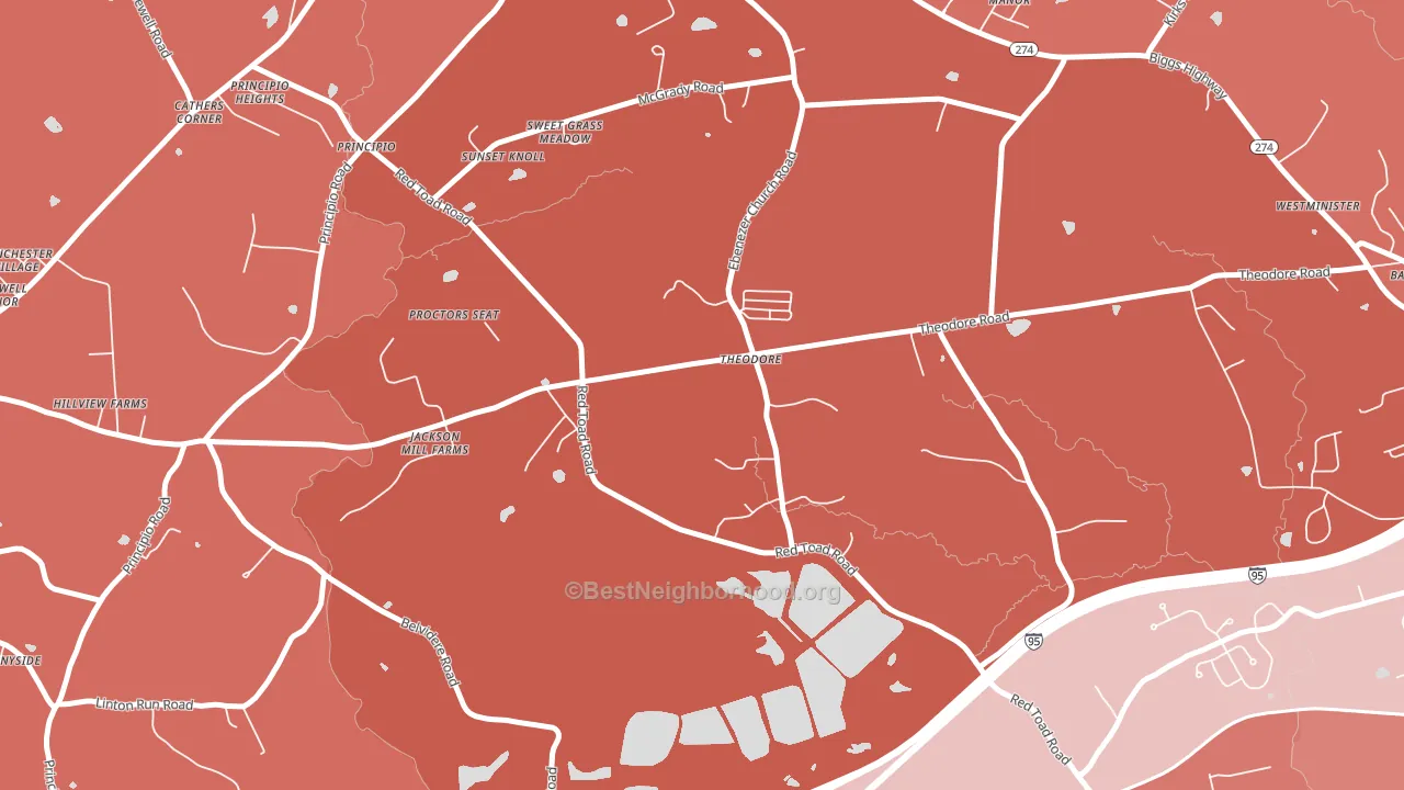 Theodore, MD block-group political-lean map