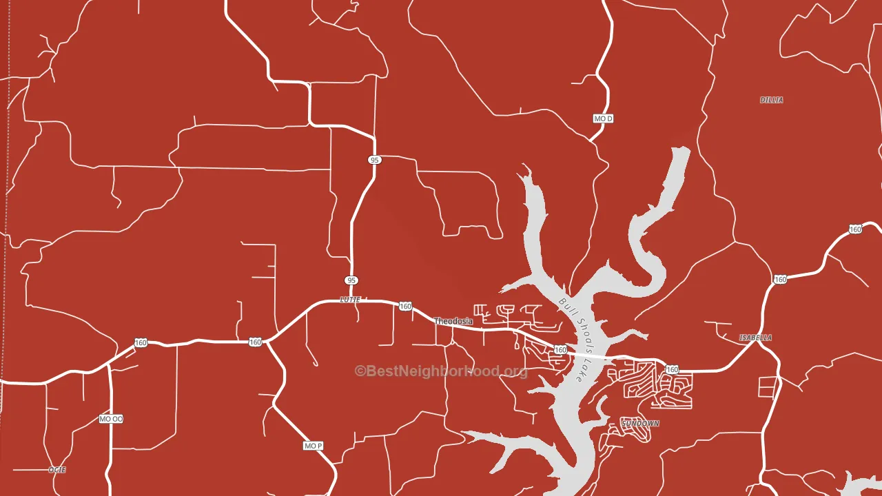 Theodosia, MO block-group political-lean map
