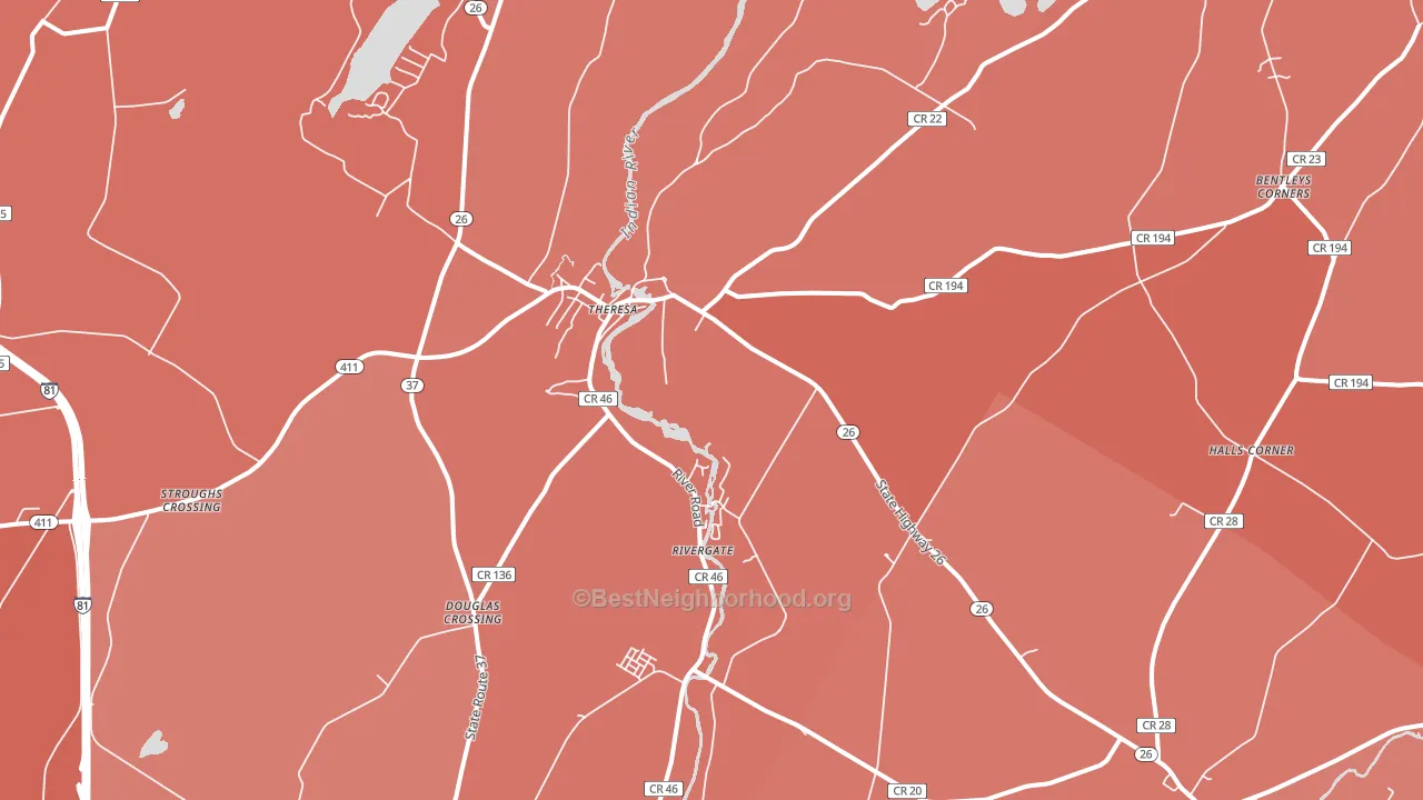 Theresa, NY block-group political-lean map