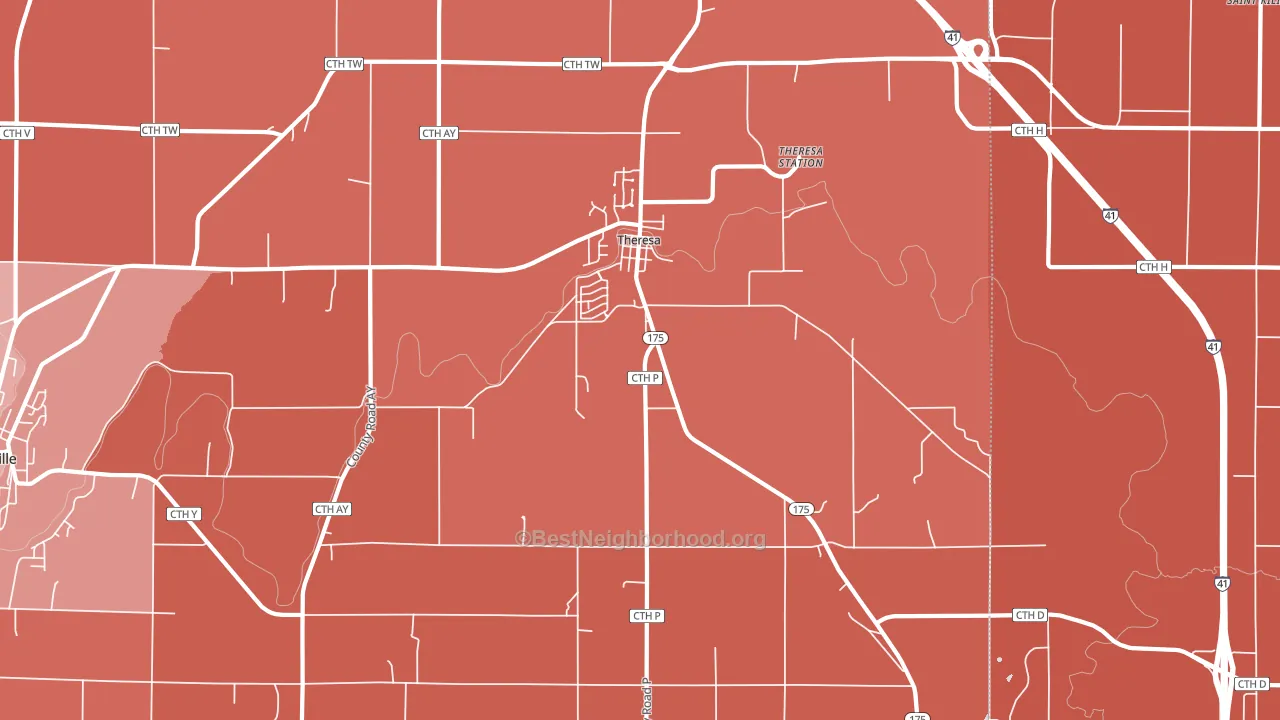 Theresa, WI block-group political-lean map