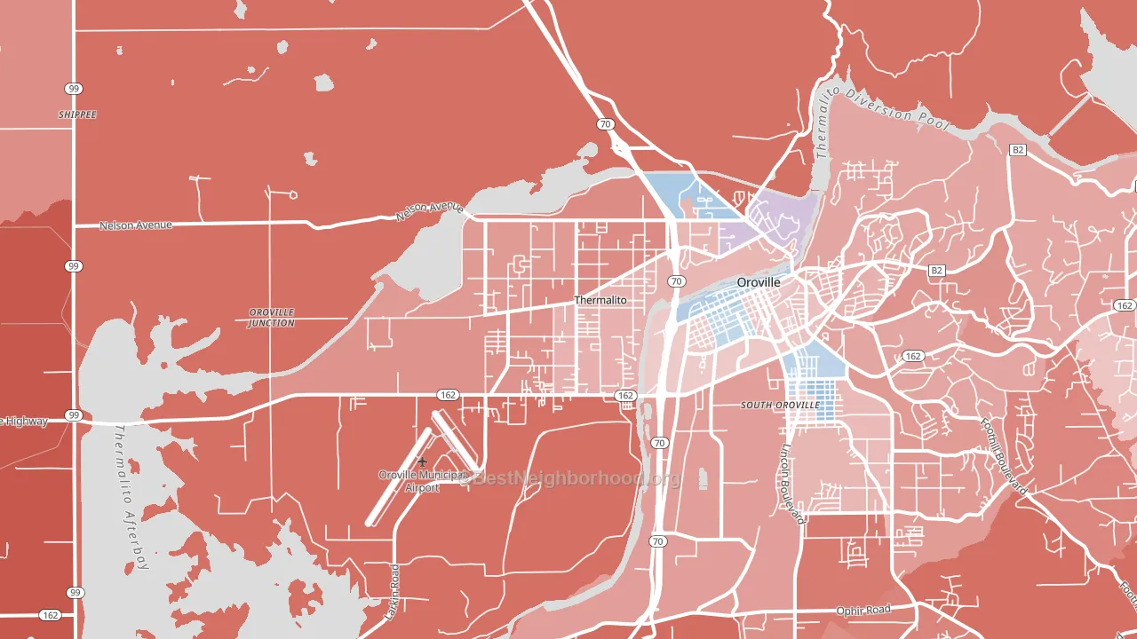Thermalito, CA block-group political-lean map