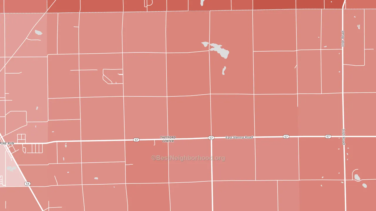 Thetford Center, MI block-group political-lean map