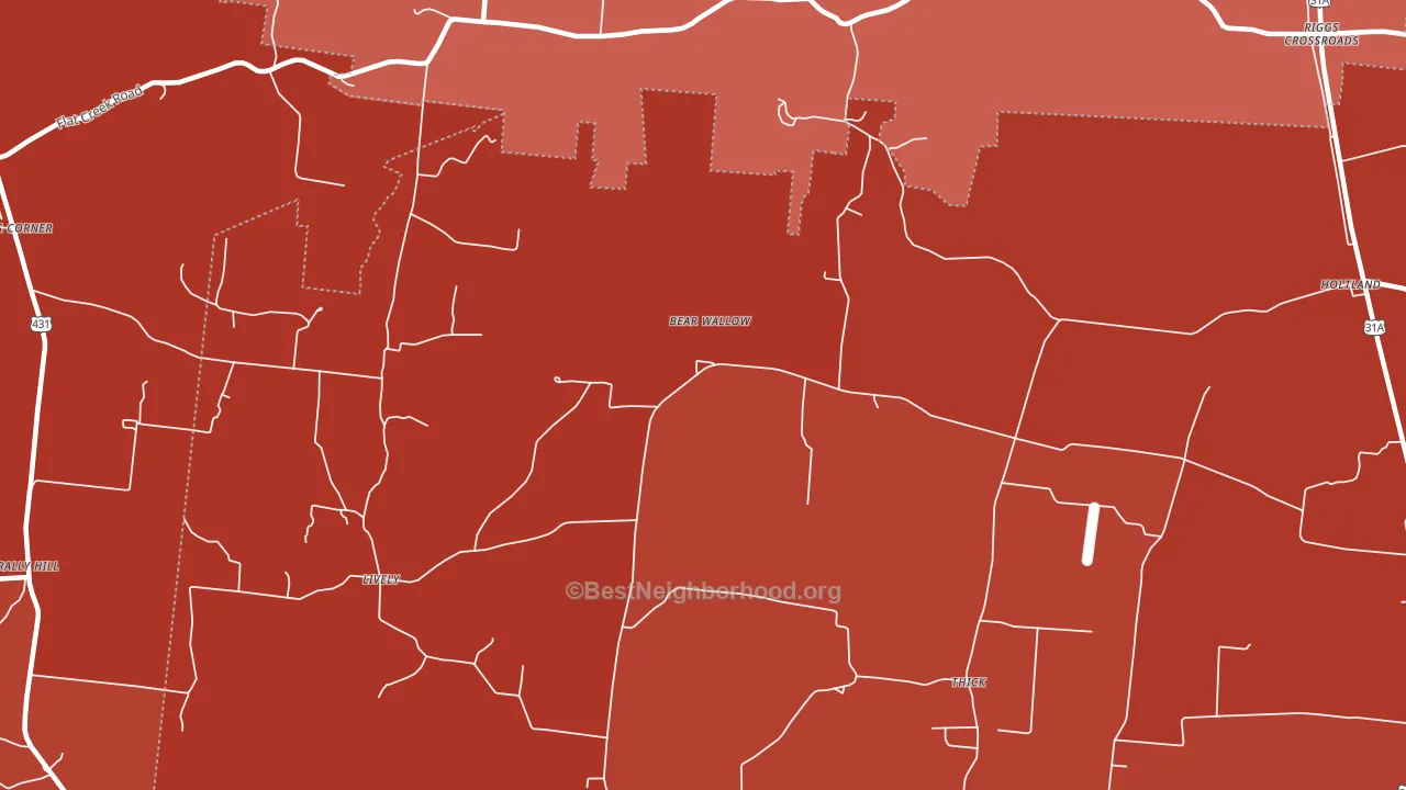 Thick, TN block-group political-lean map