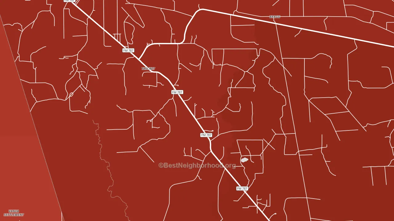 Thicket, TX block-group political-lean map