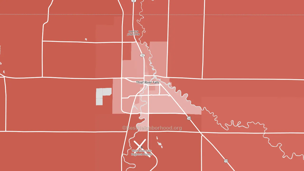 Thief River Falls, MN block-group political-lean map