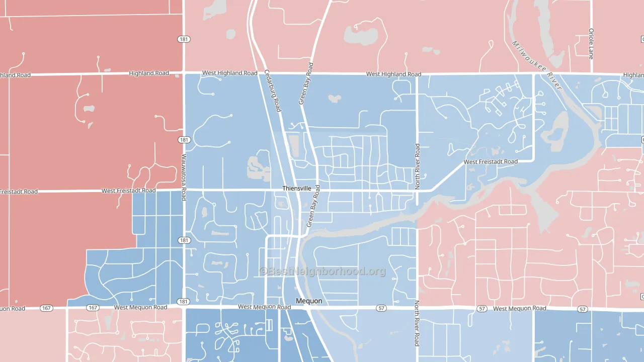 Thiensville, WI block-group political-lean map