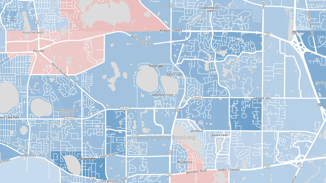 Third Lake, IL block-group political-lean map