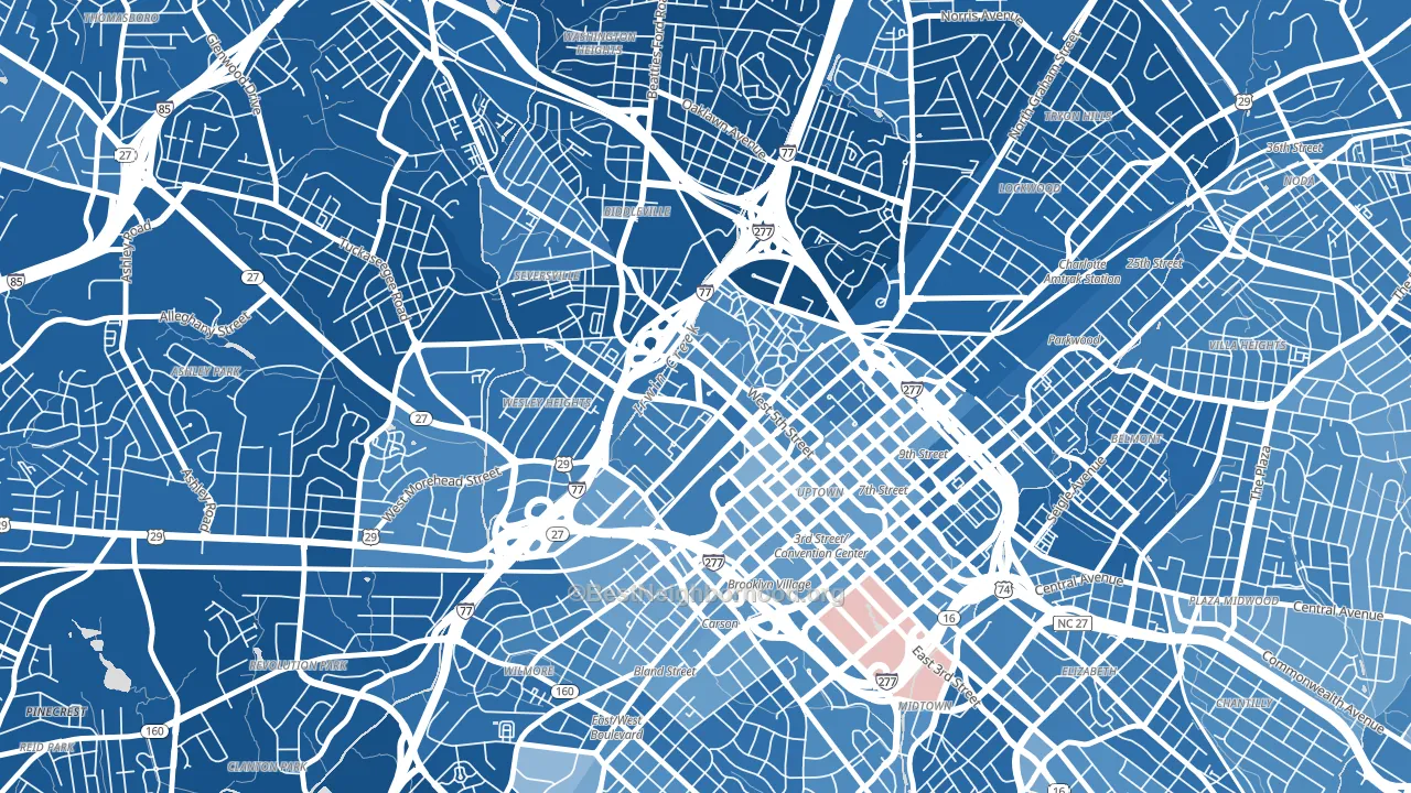 Third Ward, Charlotte, NC block-group political-lean map