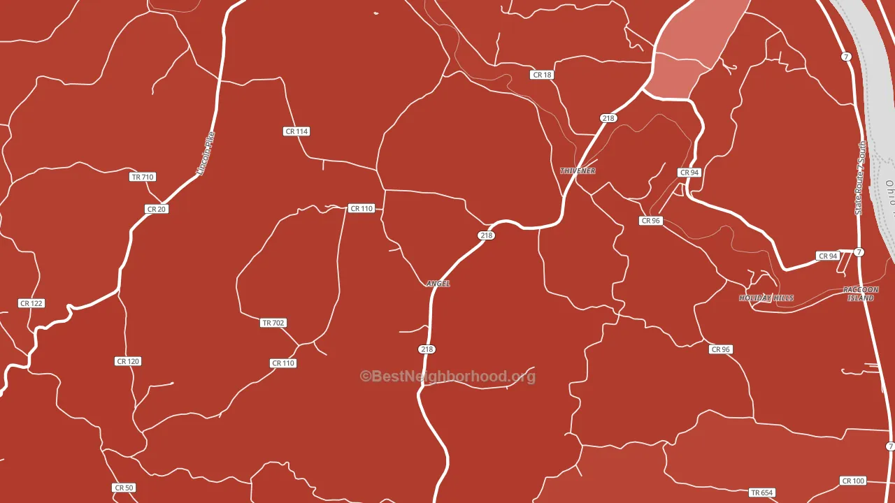 Thivener, OH block-group political-lean map