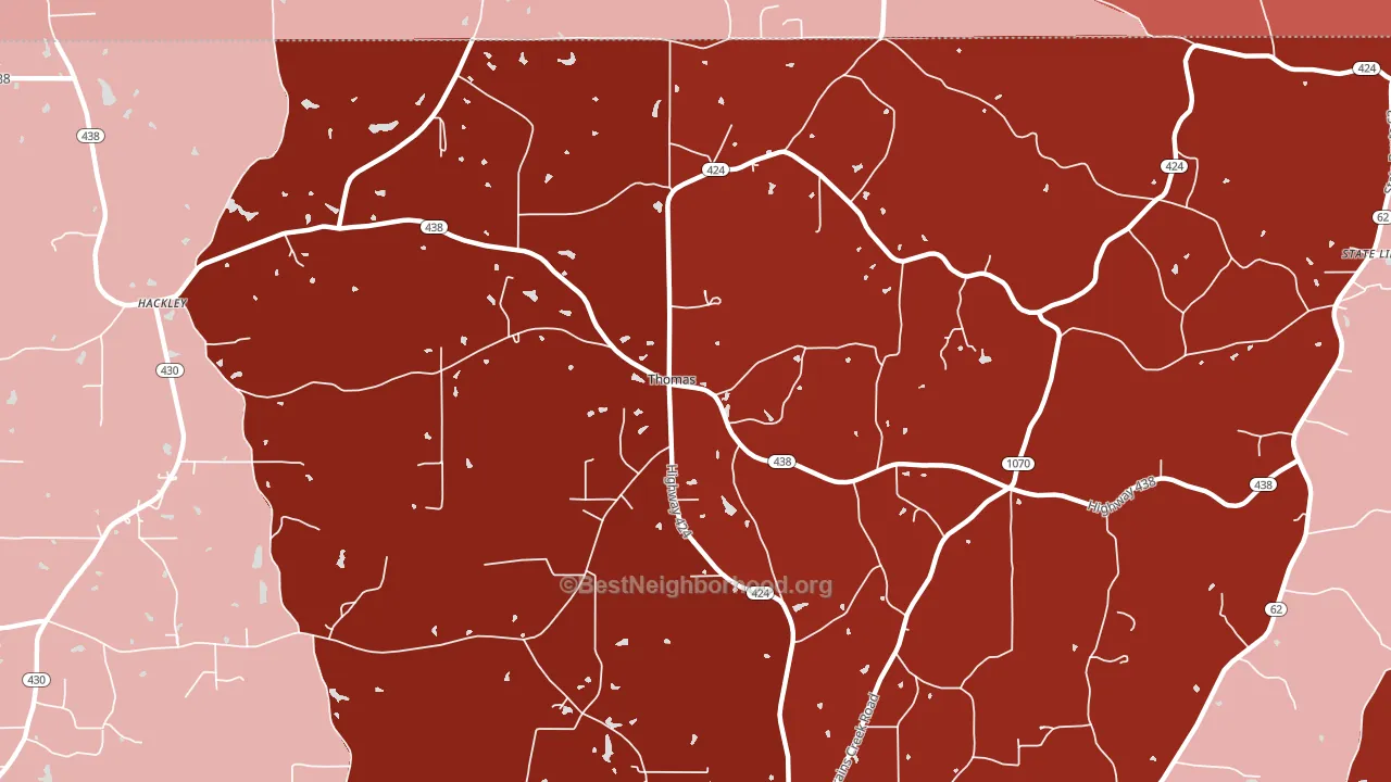 Thomas, LA block-group political-lean map