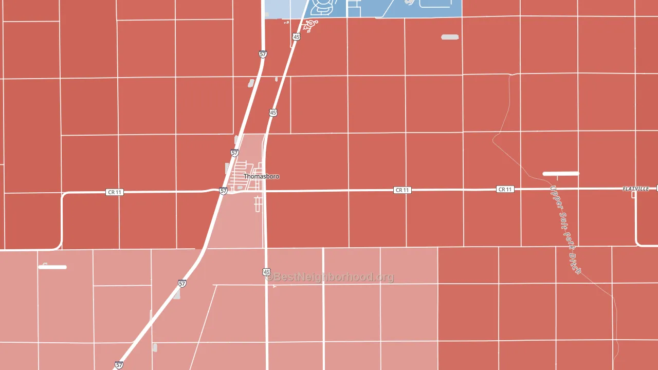 Thomasboro, IL block-group political-lean map