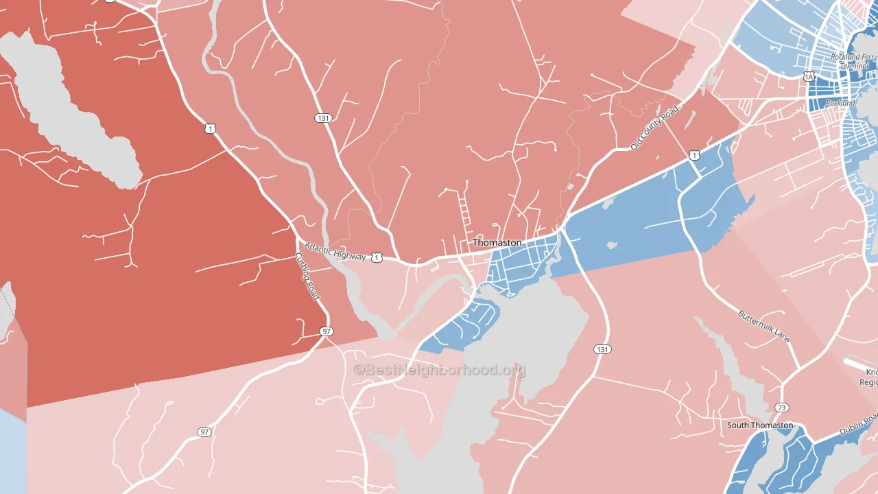 Thomaston, ME block-group political-lean map