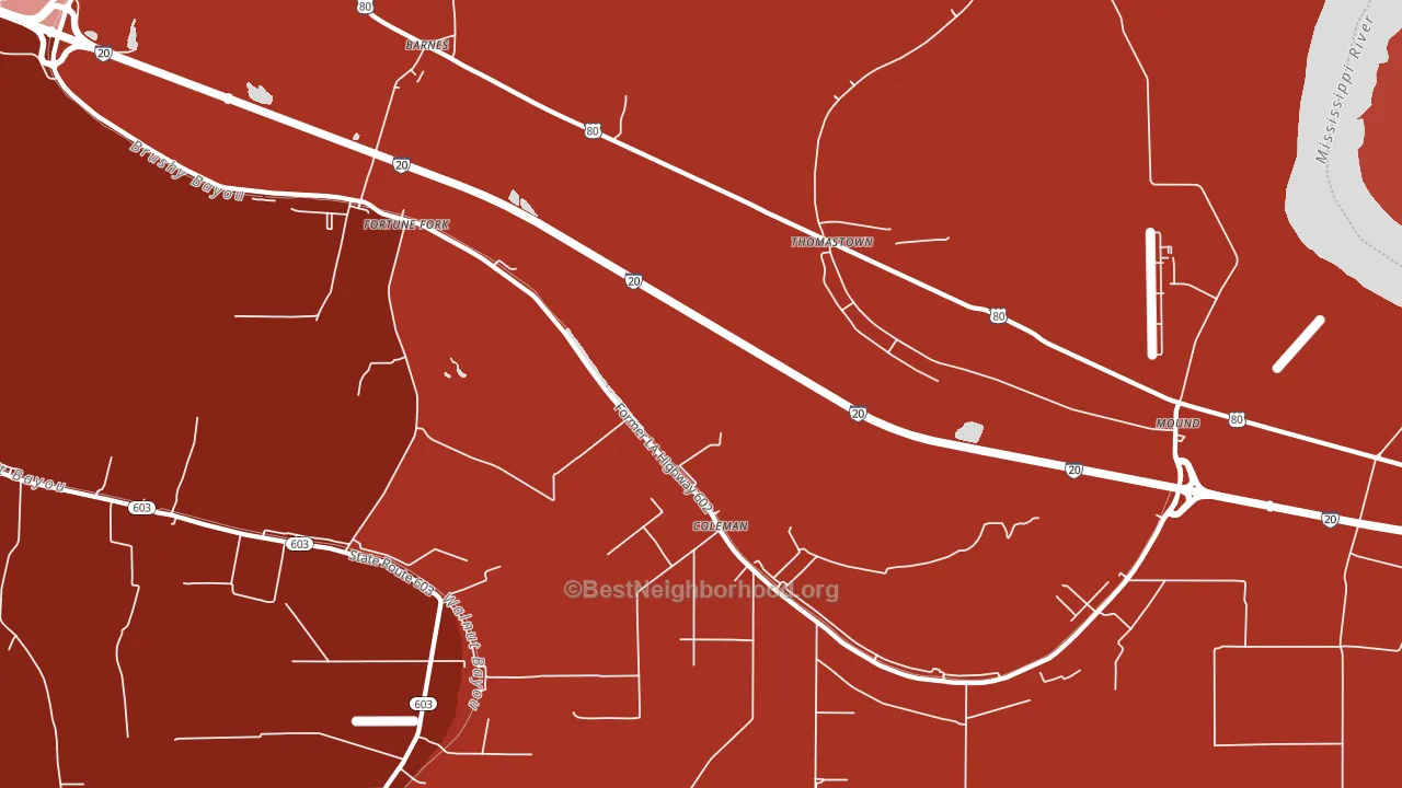 Thomastown, LA block-group political-lean map