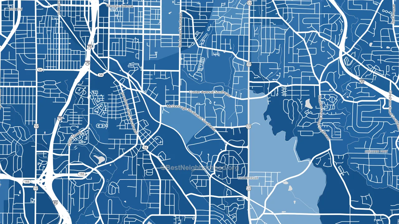 Thomasville, Atlanta, GA block-group political-lean map