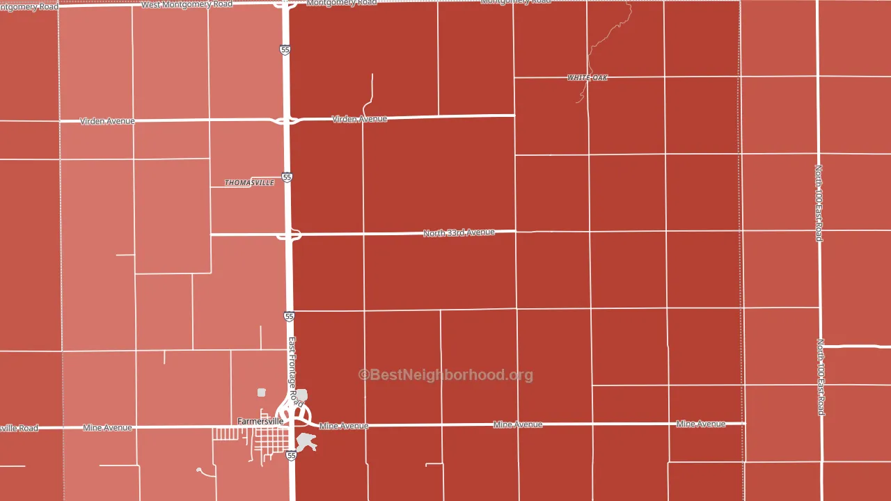Thomasville, IL block-group political-lean map