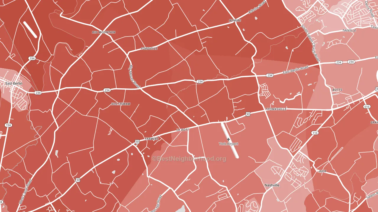 Thomasville, PA block-group political-lean map