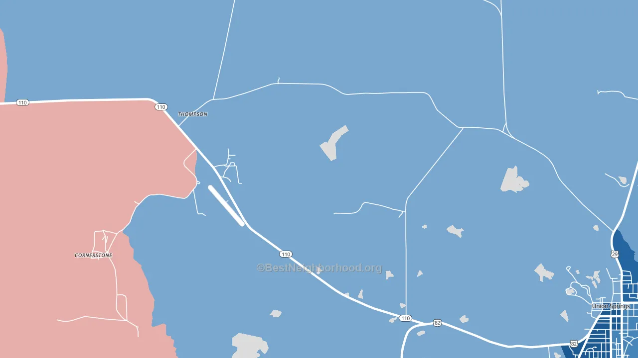 Thompson, AL block-group political-lean map