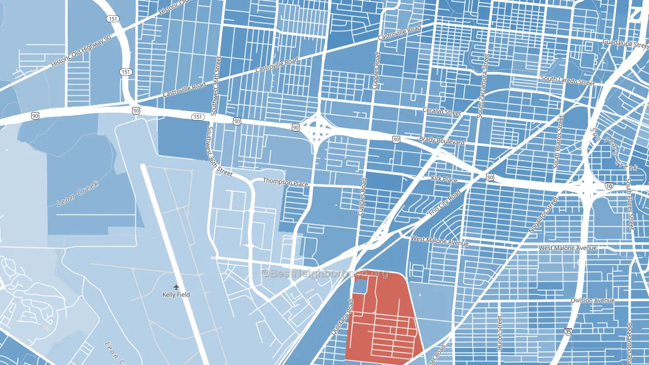 Thompson Community, San Antonio, TX block-group political-lean map
